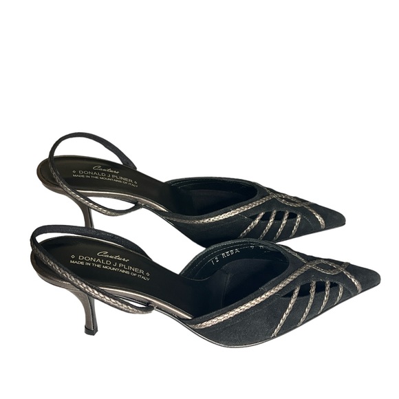 Donald J. Pliner Shoes - Vintage Donald J. Pliner Pewter Reba Slingbacks with Kitten Heels - Sz 8.5